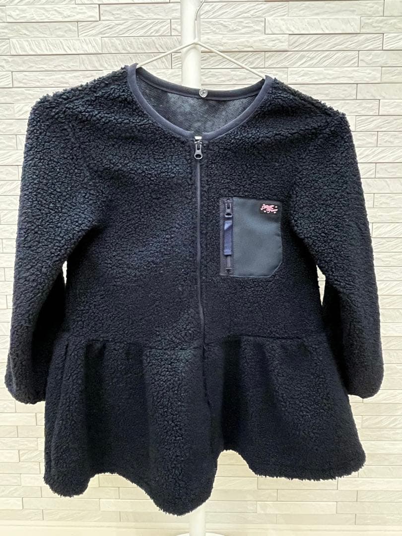 極美品　メゾピアノ　ネイビー フリル　フードジャケット　130