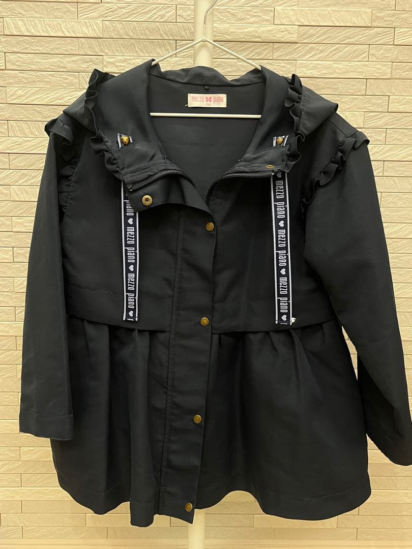 極美品　メゾピアノ　ネイビー フリル　フードジャケット　130