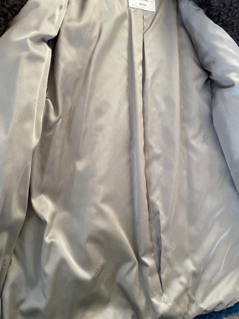 FOND × MOONBAT 高級ラムスキン編み込みムートンコート チェック柄