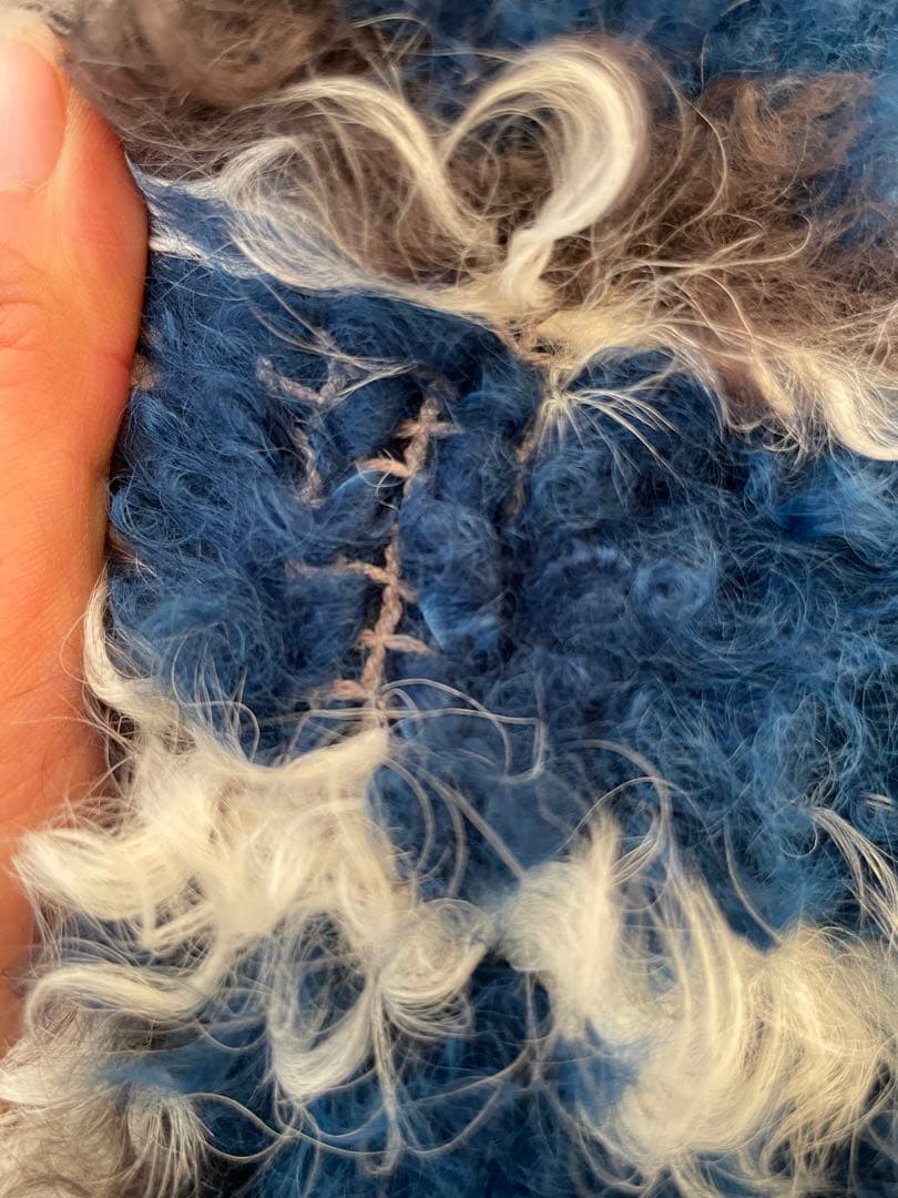 FOND × MOONBAT 高級ラムスキン編み込みムートンコート チェック柄