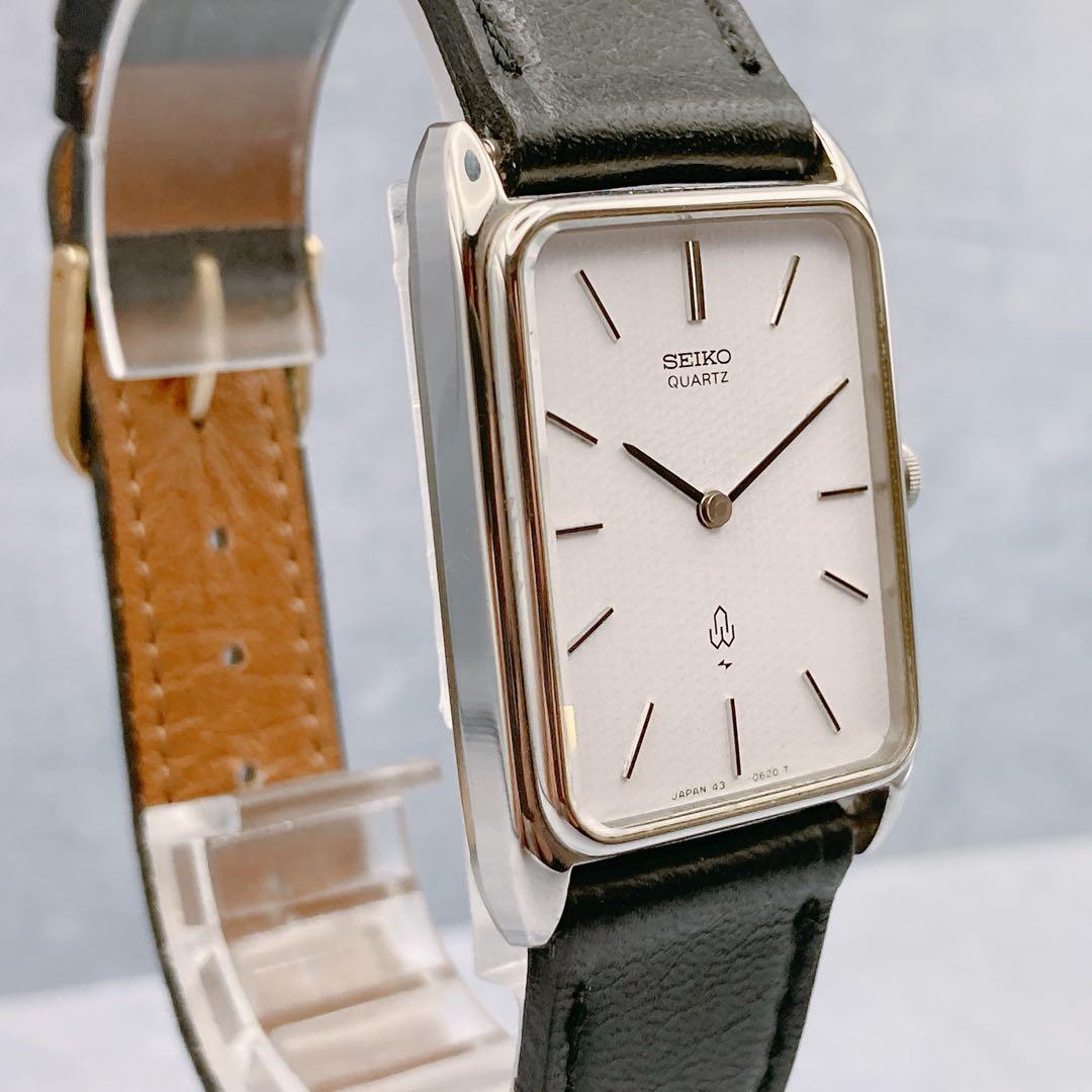 【稼動品】SEIKO シャリオ スクエア メンズ クォーツ 社外ベルト 腕時計