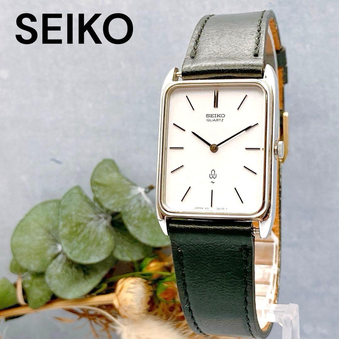 【稼動品】SEIKO シャリオ スクエア メンズ クォーツ 社外ベルト 腕時計