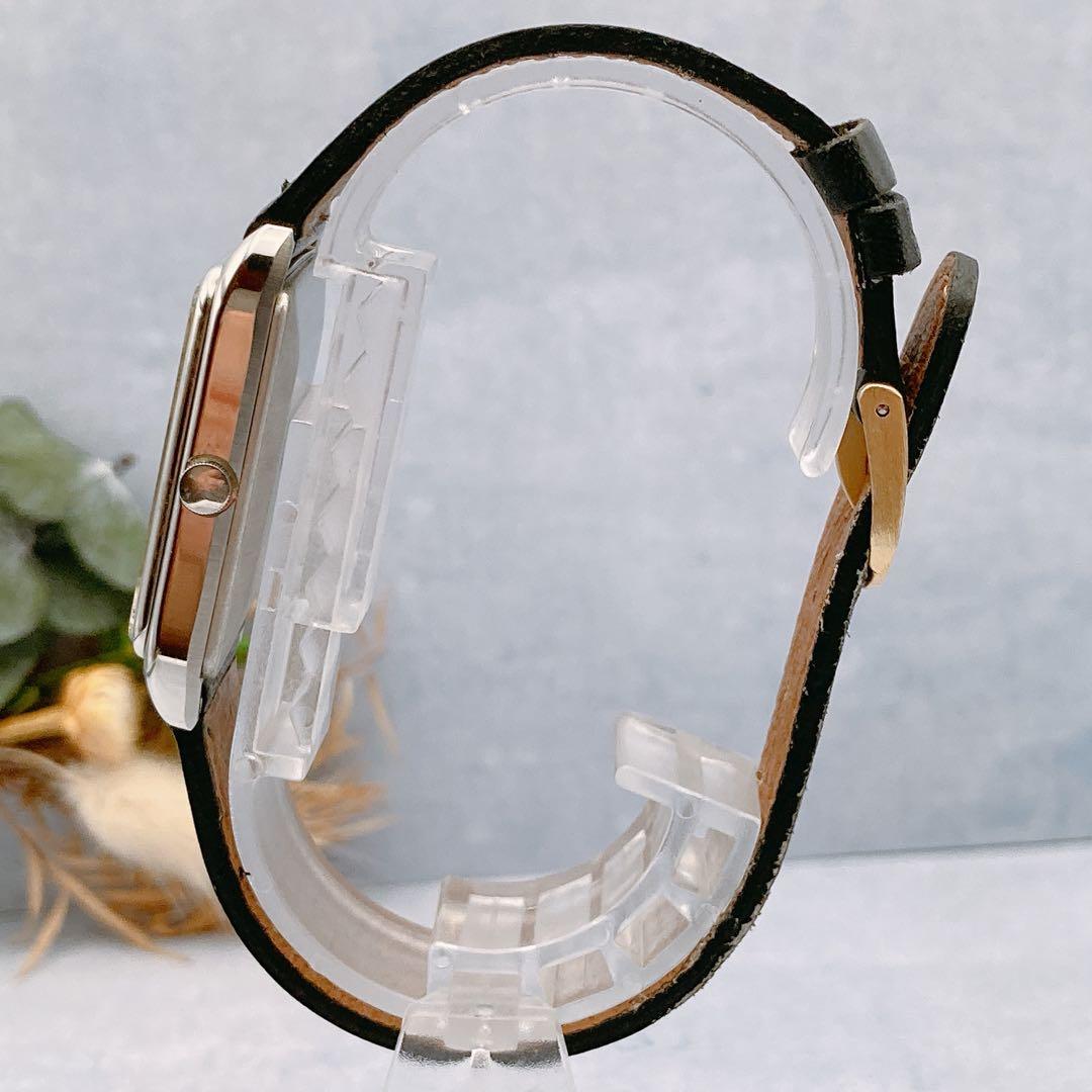 【稼動品】SEIKO シャリオ スクエア メンズ クォーツ 社外ベルト 腕時計