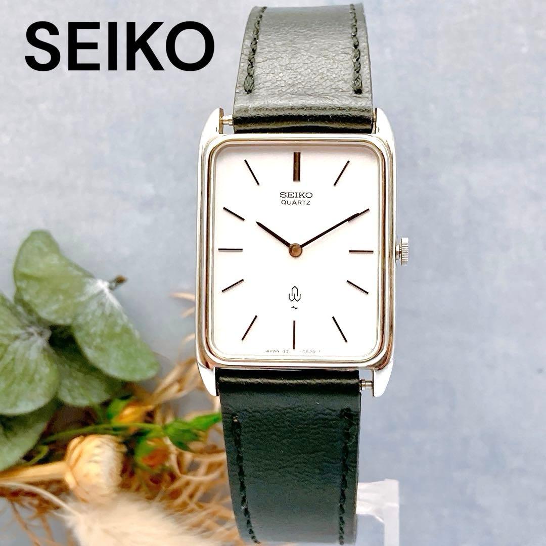 【稼動品】SEIKO シャリオ スクエア メンズ クォーツ 社外ベルト 腕時計