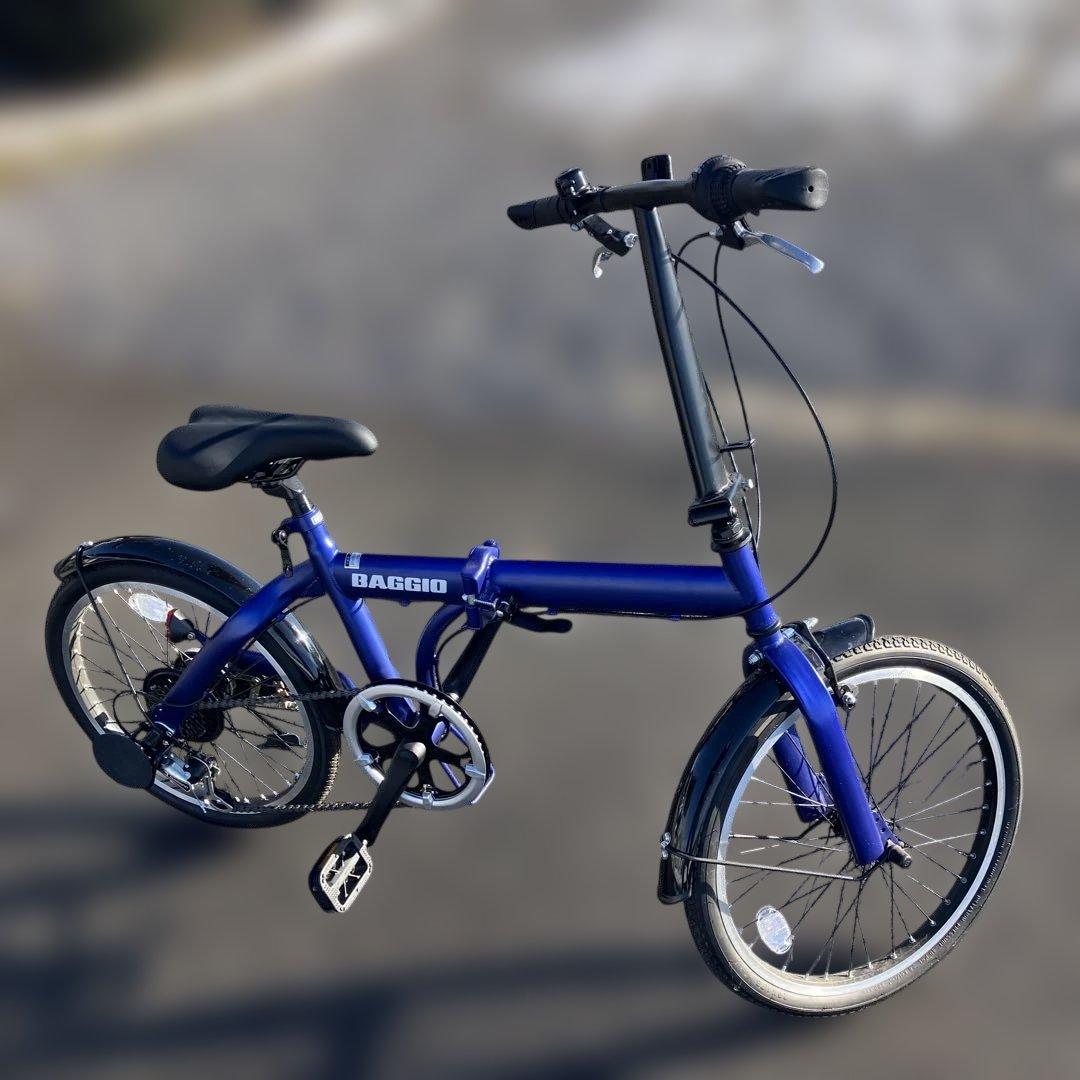 BAGGIO折りたたみ自転車 青 20インチ　ノーパンク