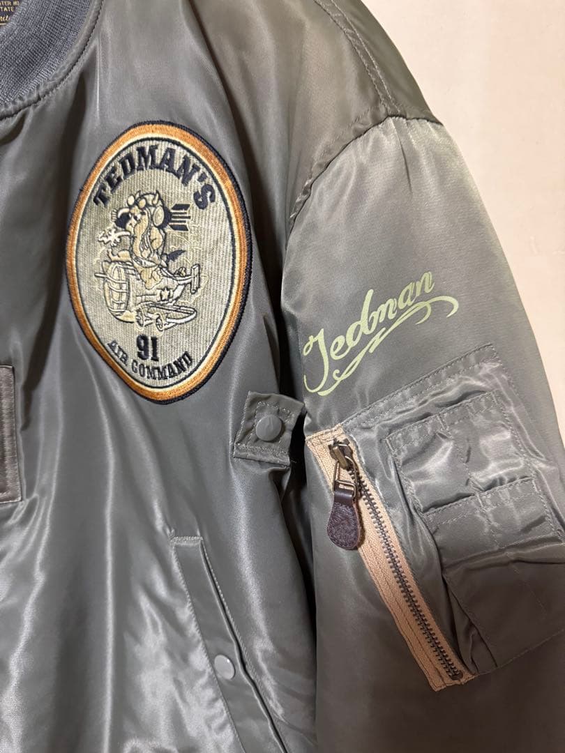 テッドマンオリーブMA-1 フライトジャケット パッチ付きサイズ42