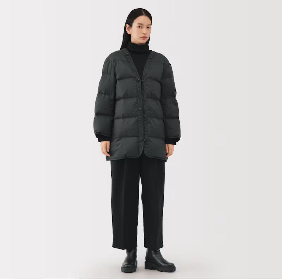 MUJILabo ダウンライナー付き撥水ステンカラーコート婦人S黒