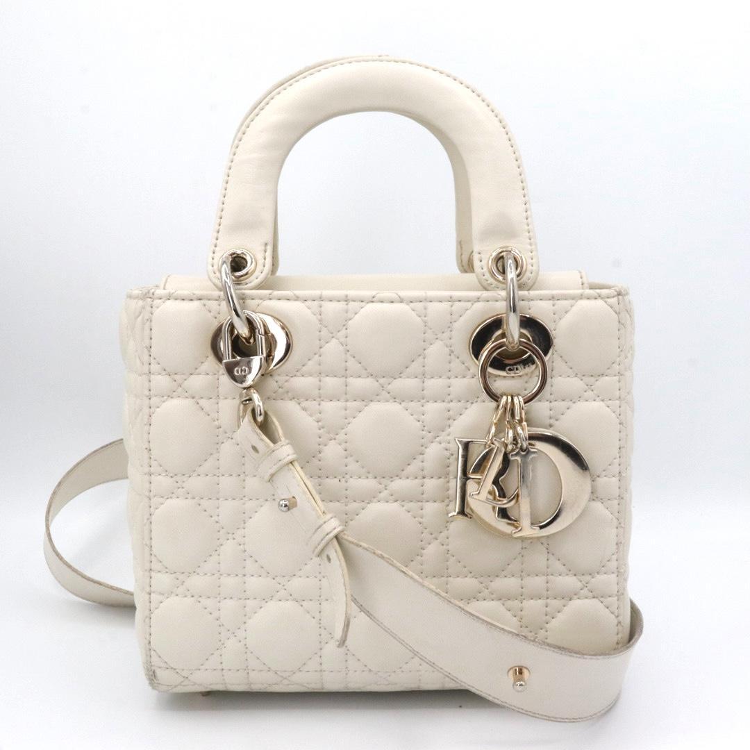 美品　クリスチャン　ディオール　レザー　２WAY ショルダーバッグ　ホワイト