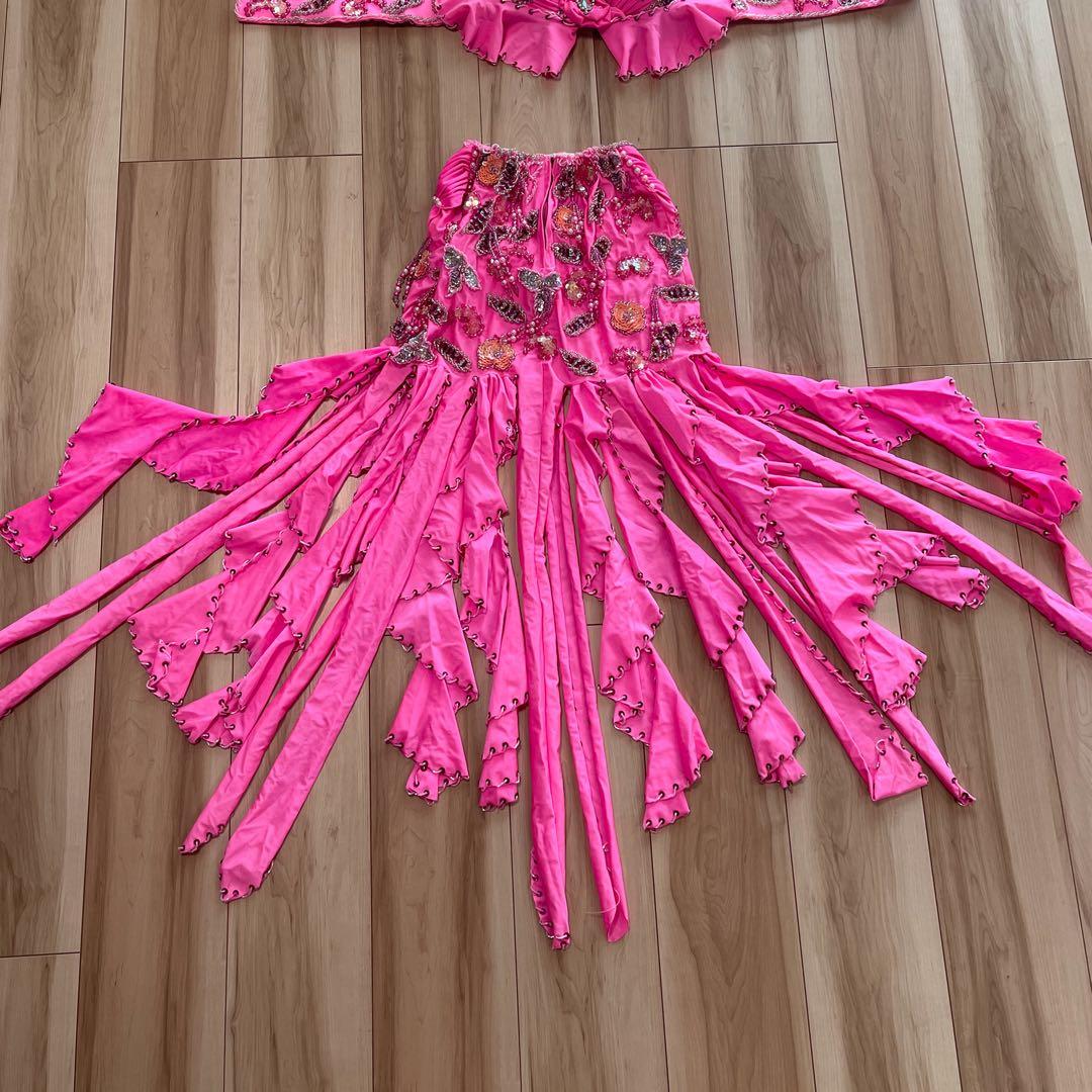 エジプト製ベリーダンス衣装 ピンク ドラムソロ　ミニスカート
