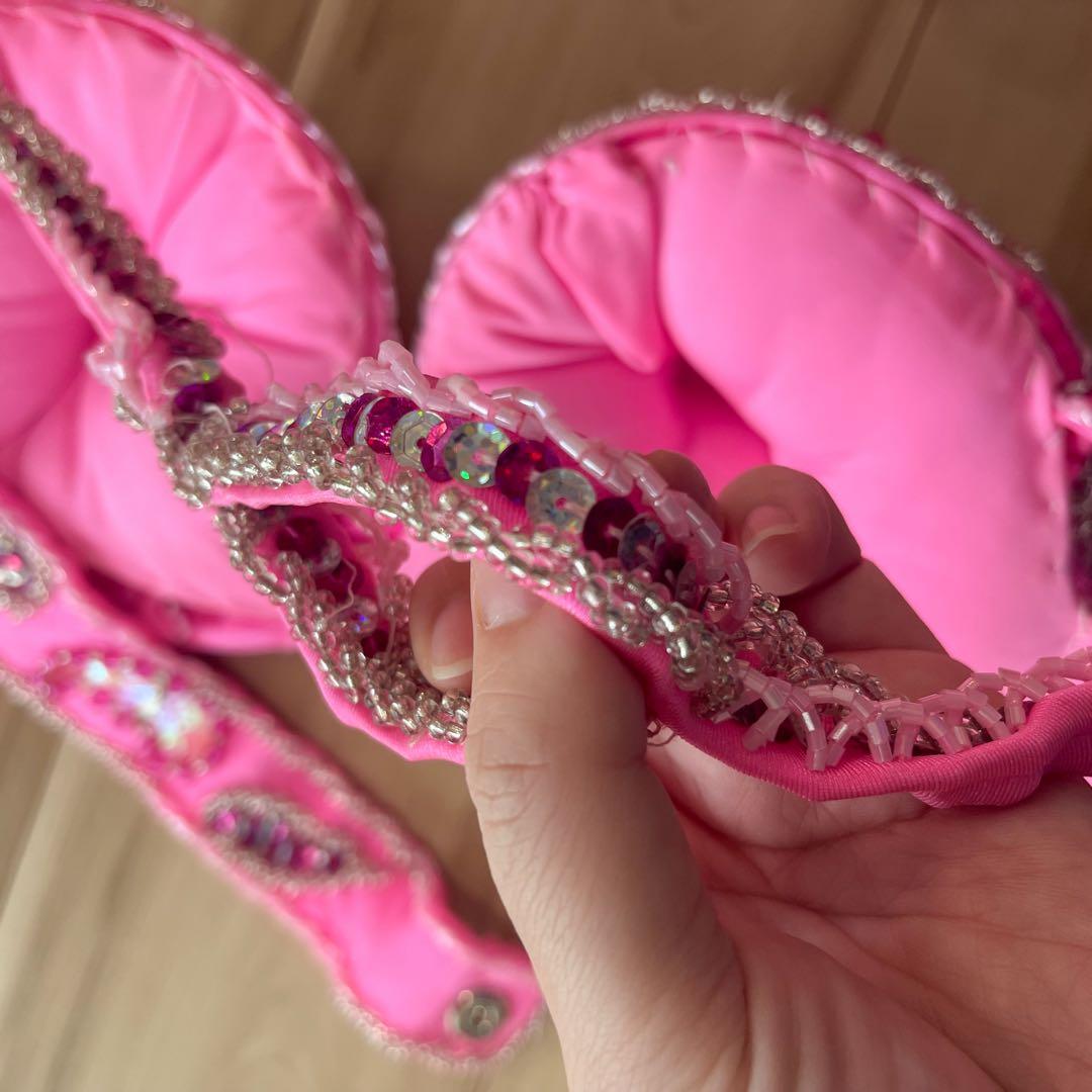 エジプト製ベリーダンス衣装 ピンク ドラムソロ　ミニスカート