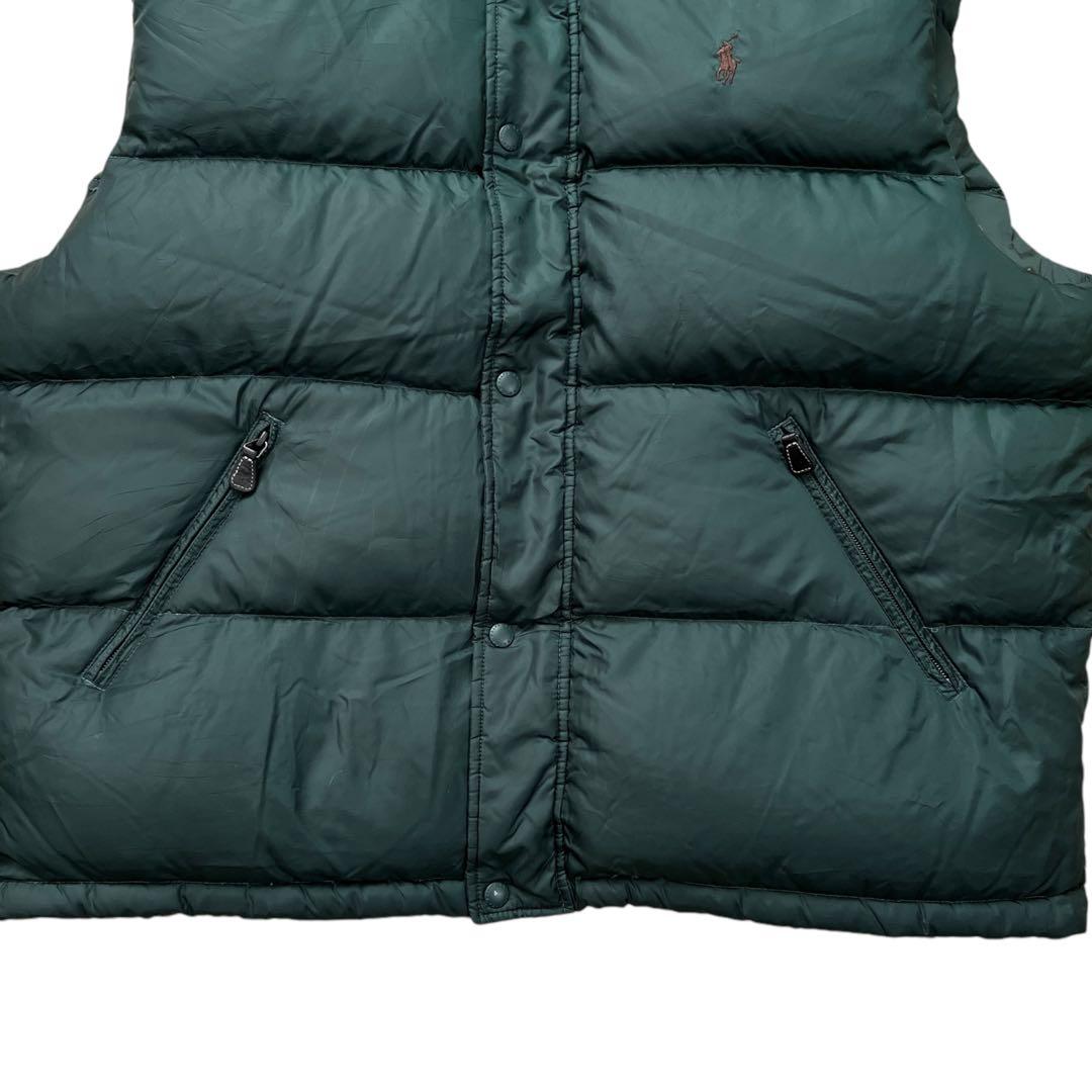ポロバイラルフローレン　ダウンベスト　XXL　緑　フード付