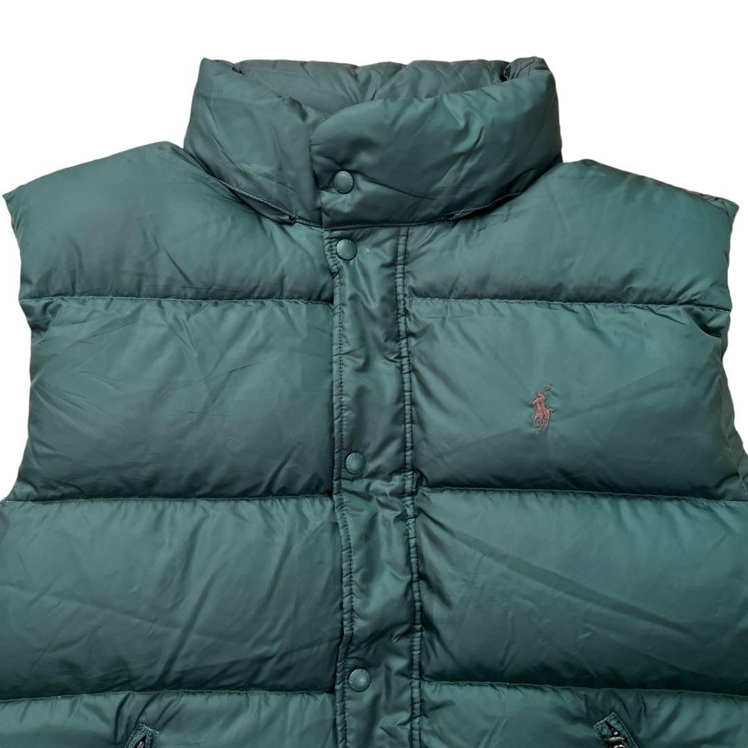 ポロバイラルフローレン　ダウンベスト　XXL　緑　フード付
