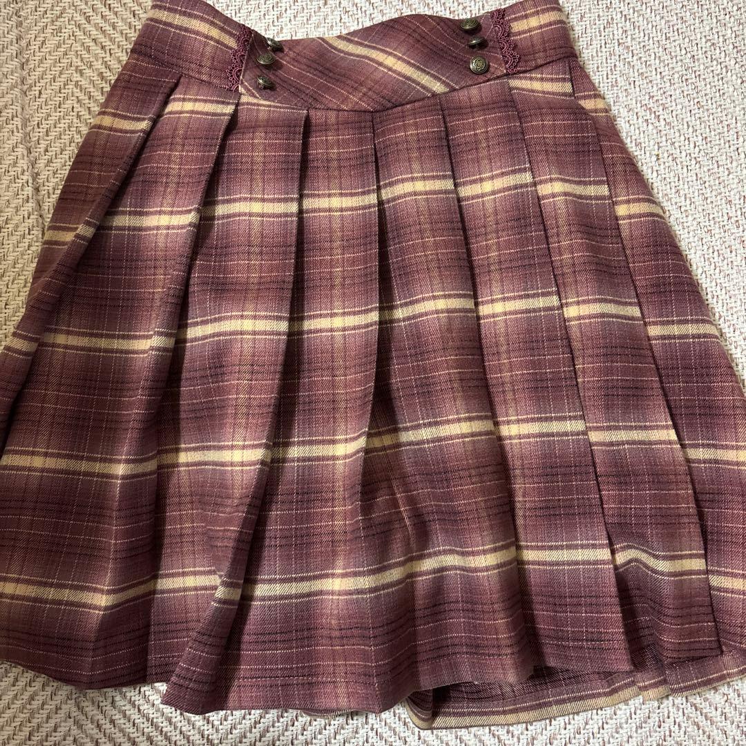 ローズリボン付フリルコート チェック スカート axes femmeセット