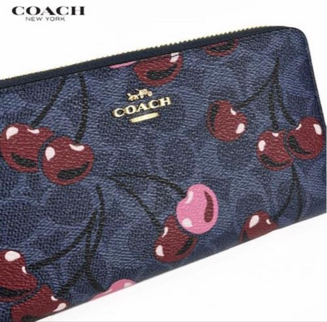 新品未使用 コーチ COACH チェリー柄 長財布 プレゼント 大人可愛い
