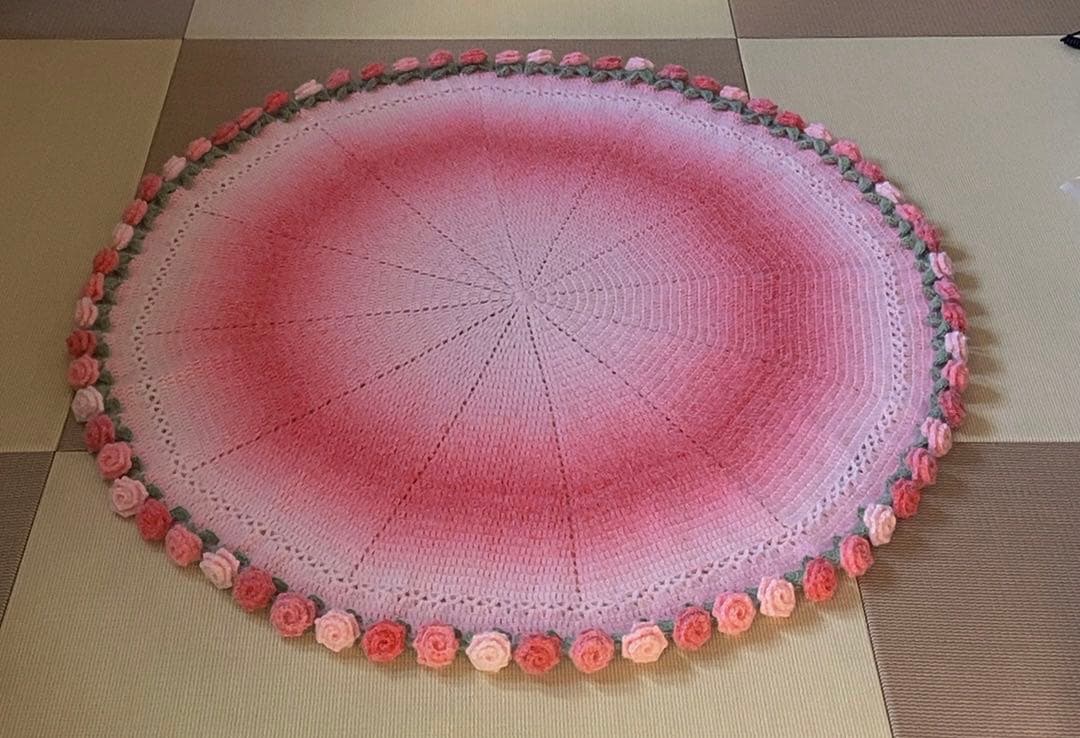 バラの花束ブランケット直径110cm，66本の大きな花ストール