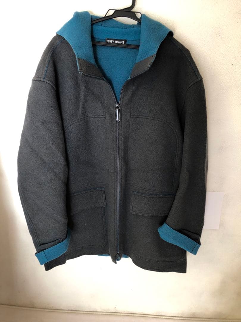 専用- ISSEY MIYAKE フード付きジャケット グレー/ブルー