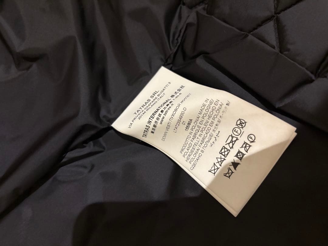 TATRAS タトラス ライトダウンベスト 01 ブラック