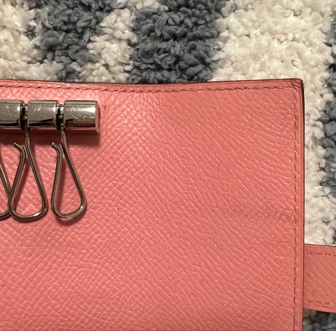 《HERMES 》ベアン４連キーケース ローズコンフェッティ　シルバー金具