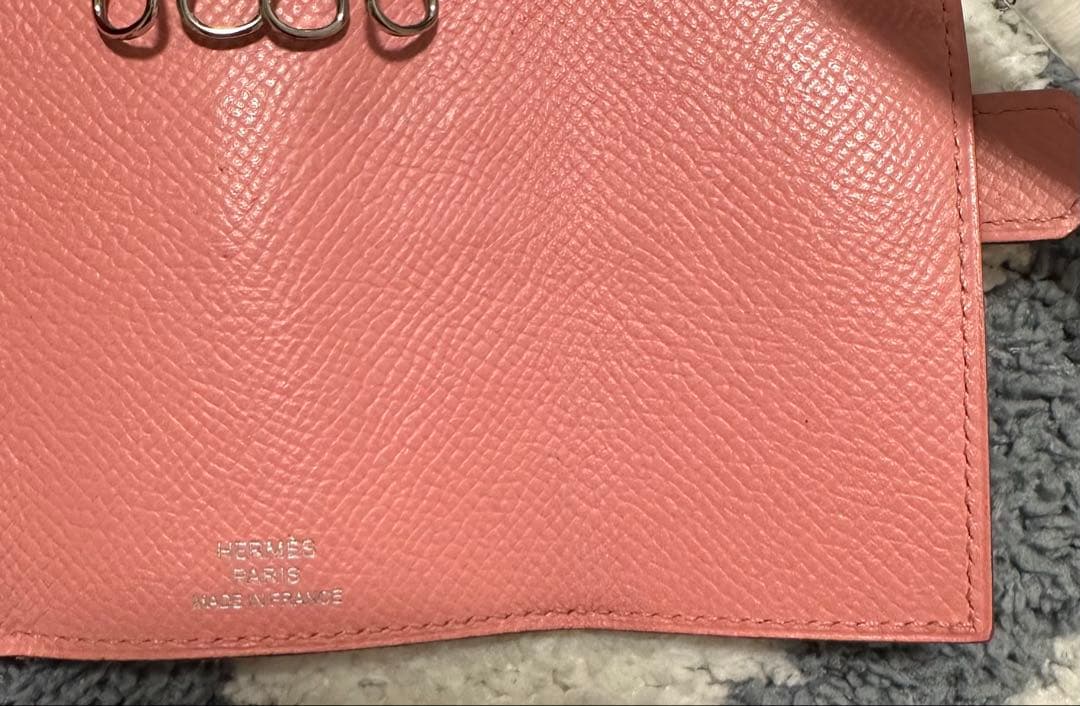 《HERMES 》ベアン４連キーケース ローズコンフェッティ　シルバー金具