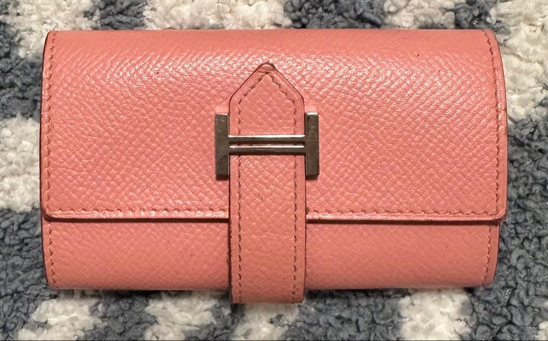 《HERMES 》ベアン４連キーケース ローズコンフェッティ　シルバー金具