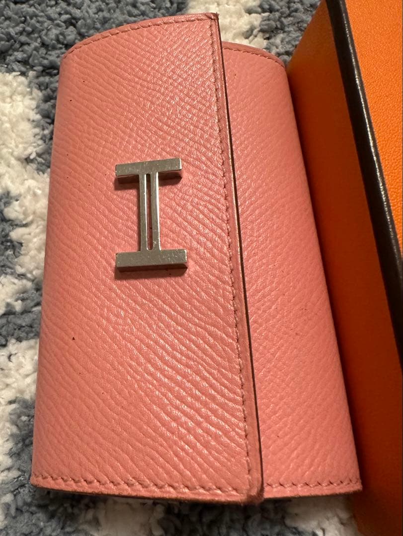 《HERMES 》ベアン４連キーケース ローズコンフェッティ　シルバー金具