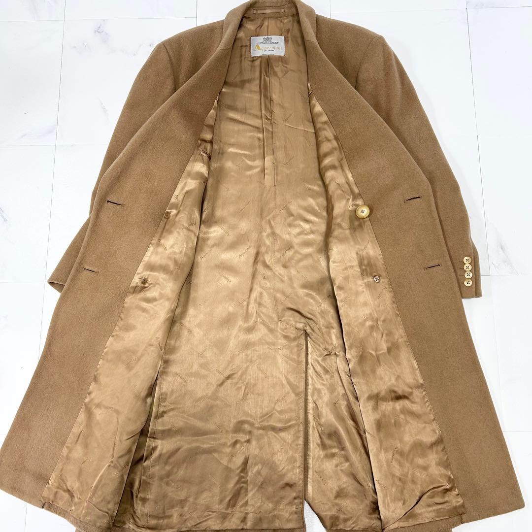 着丈110cm アクアスキュータム カシミヤ100 ダブル チェスターコート