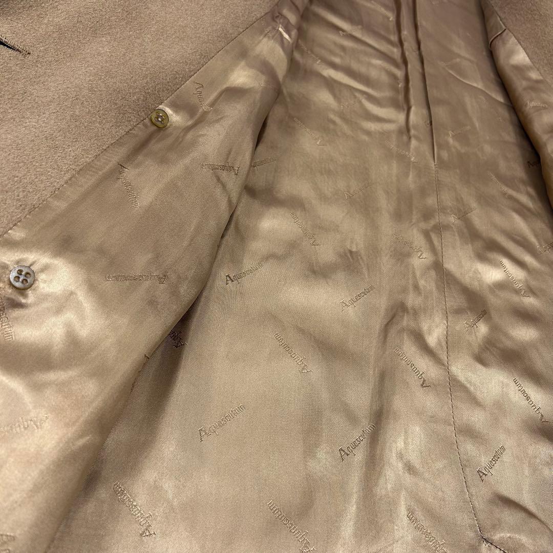 着丈110cm アクアスキュータム カシミヤ100 ダブル チェスターコート