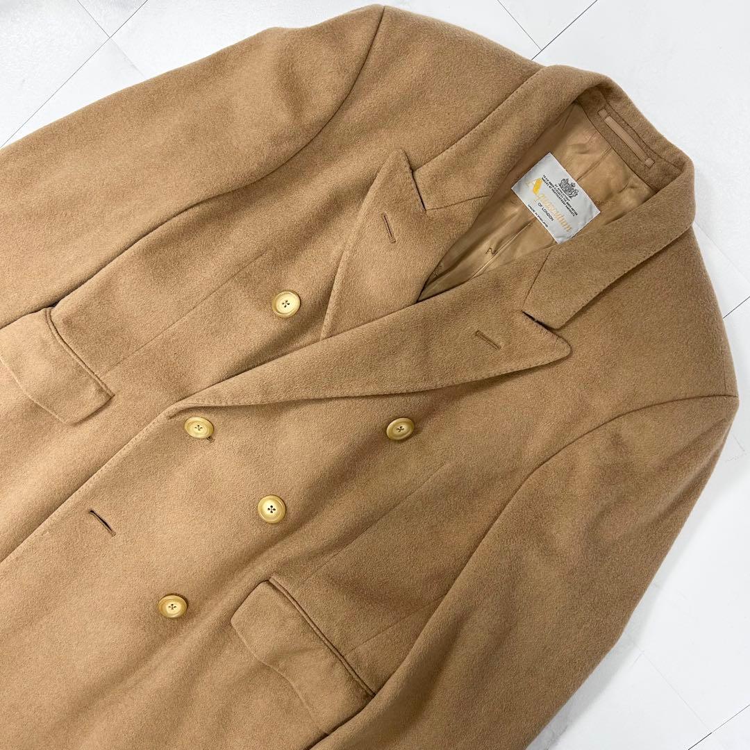 着丈110cm アクアスキュータム カシミヤ100 ダブル チェスターコート