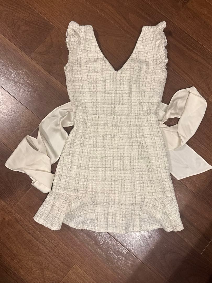 ROBE de FLEURS ウエストカットｘラメツイード　ミニキャバドレス