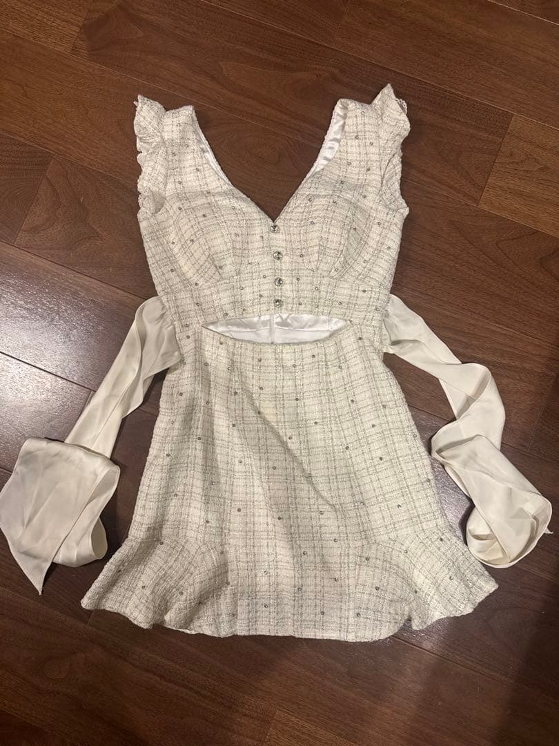 ROBE de FLEURS ウエストカットｘラメツイード　ミニキャバドレス