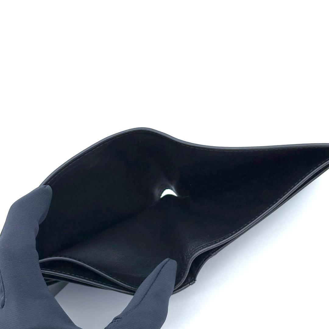 ロエベ 折財布 お札入れ アナグラム 型押し ネイビー ブラック2524