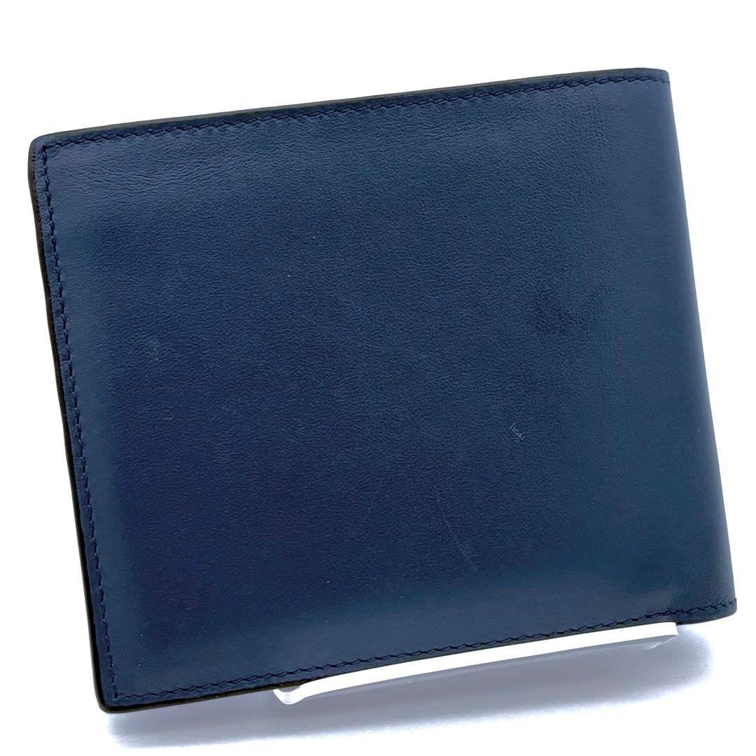 ロエベ 折財布 お札入れ アナグラム 型押し ネイビー ブラック2524