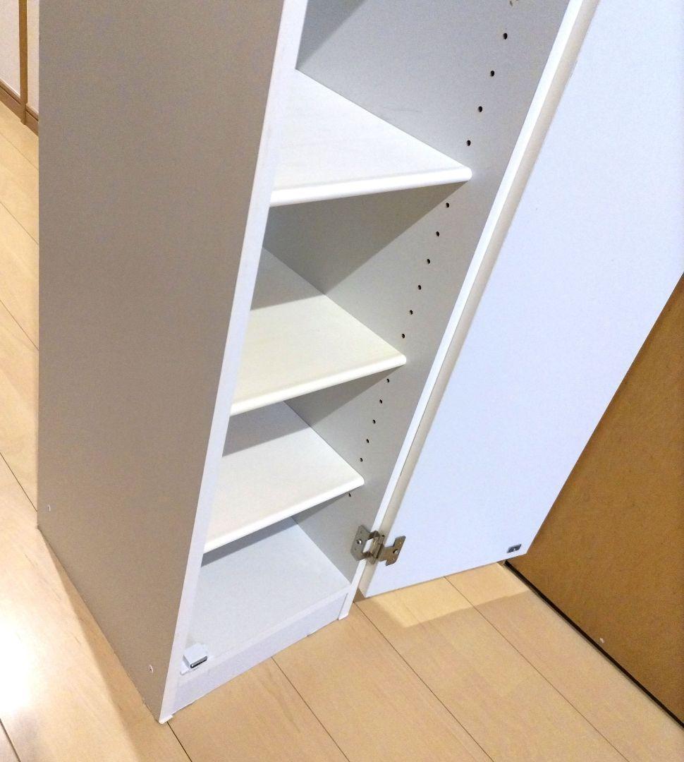 シューズボックス 下駄箱 扉付き ミラー付き 幅29cm 木製　ホワイト