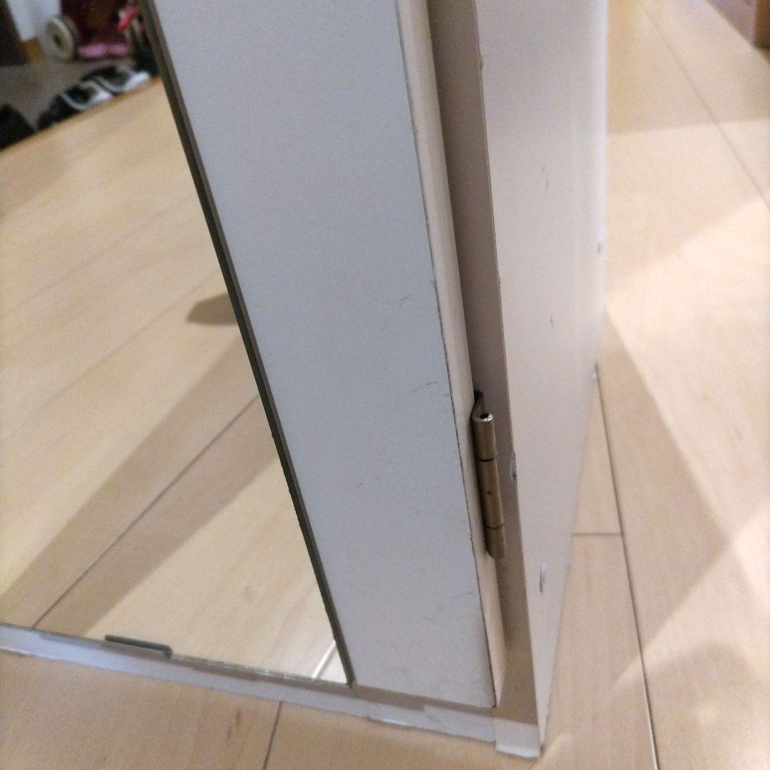 シューズボックス 下駄箱 扉付き ミラー付き 幅29cm 木製　ホワイト