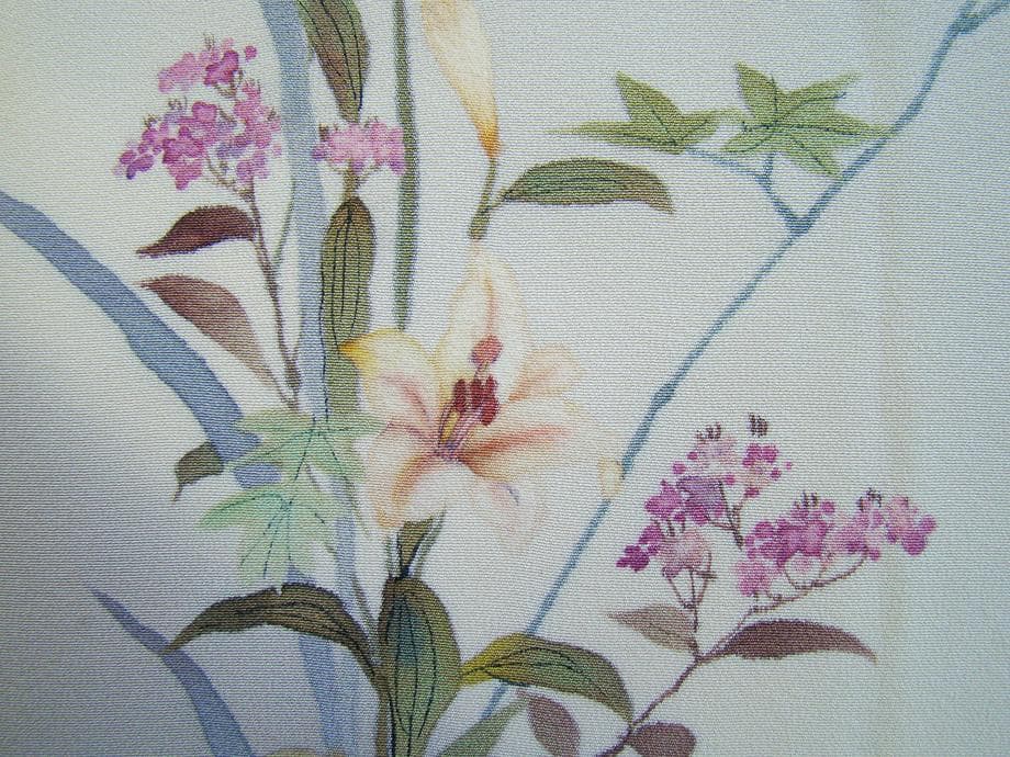 値下げ交渉ＯＫ！ロング寸 手描き友禅 作家 一色生子 訪問着 正絹 Ｂ８６２