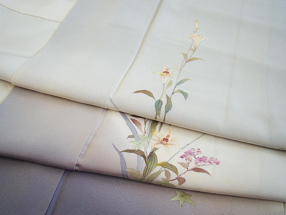 値下げ交渉ＯＫ！ロング寸 手描き友禅 作家 一色生子 訪問着 正絹 Ｂ８６２