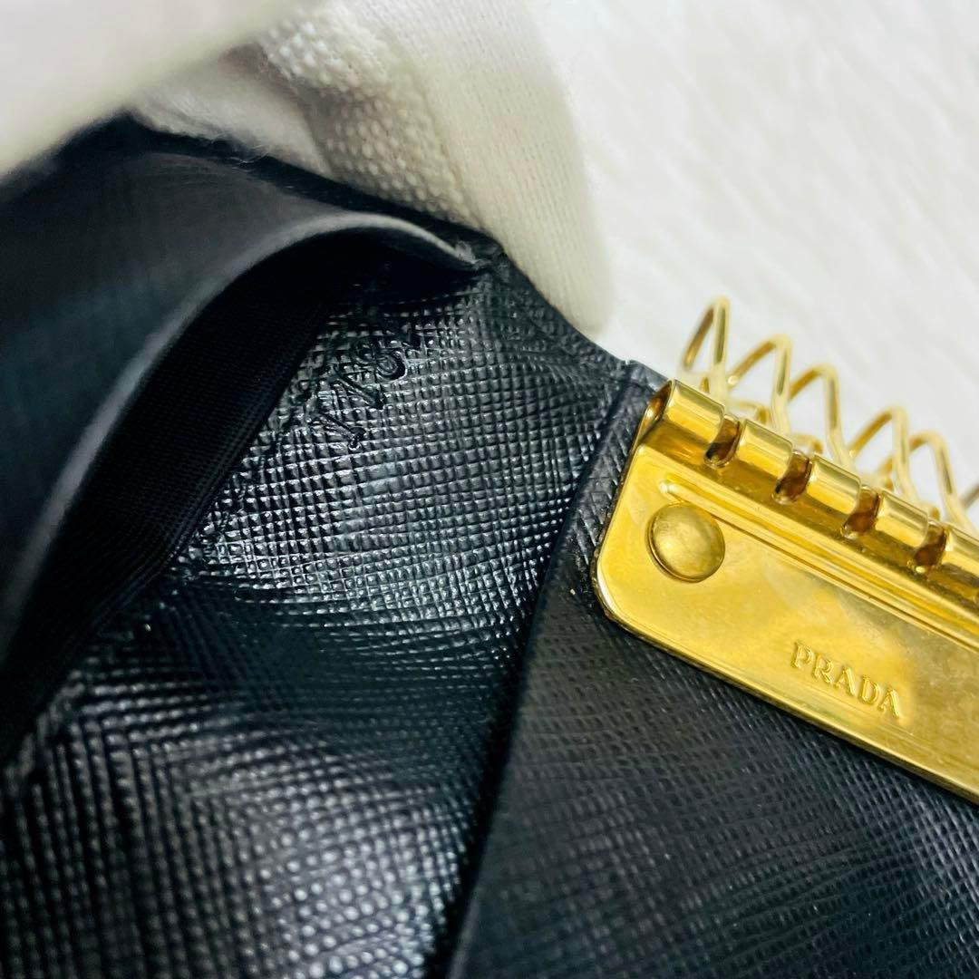 極美✨PRADA キーケース 6連 サフィアーノレザー ブラック