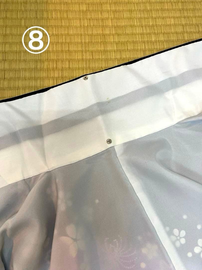 正絹振袖 黒と紫の花柄グラデーション 肩金糸刺繍