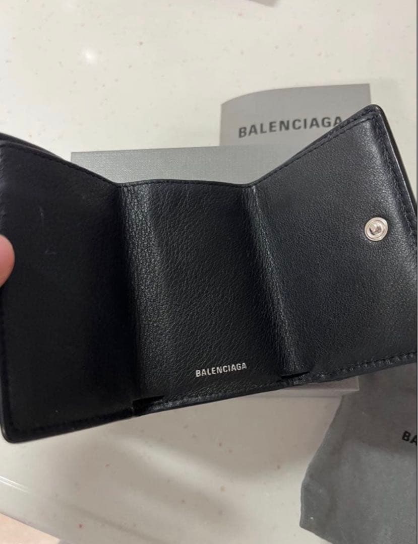 BALENCIAGA 三つ折り財布 ブラック ペーパーミニウォレット