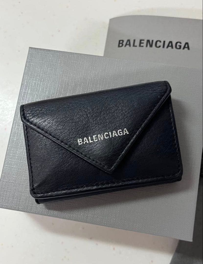 BALENCIAGA 三つ折り財布 ブラック ペーパーミニウォレット