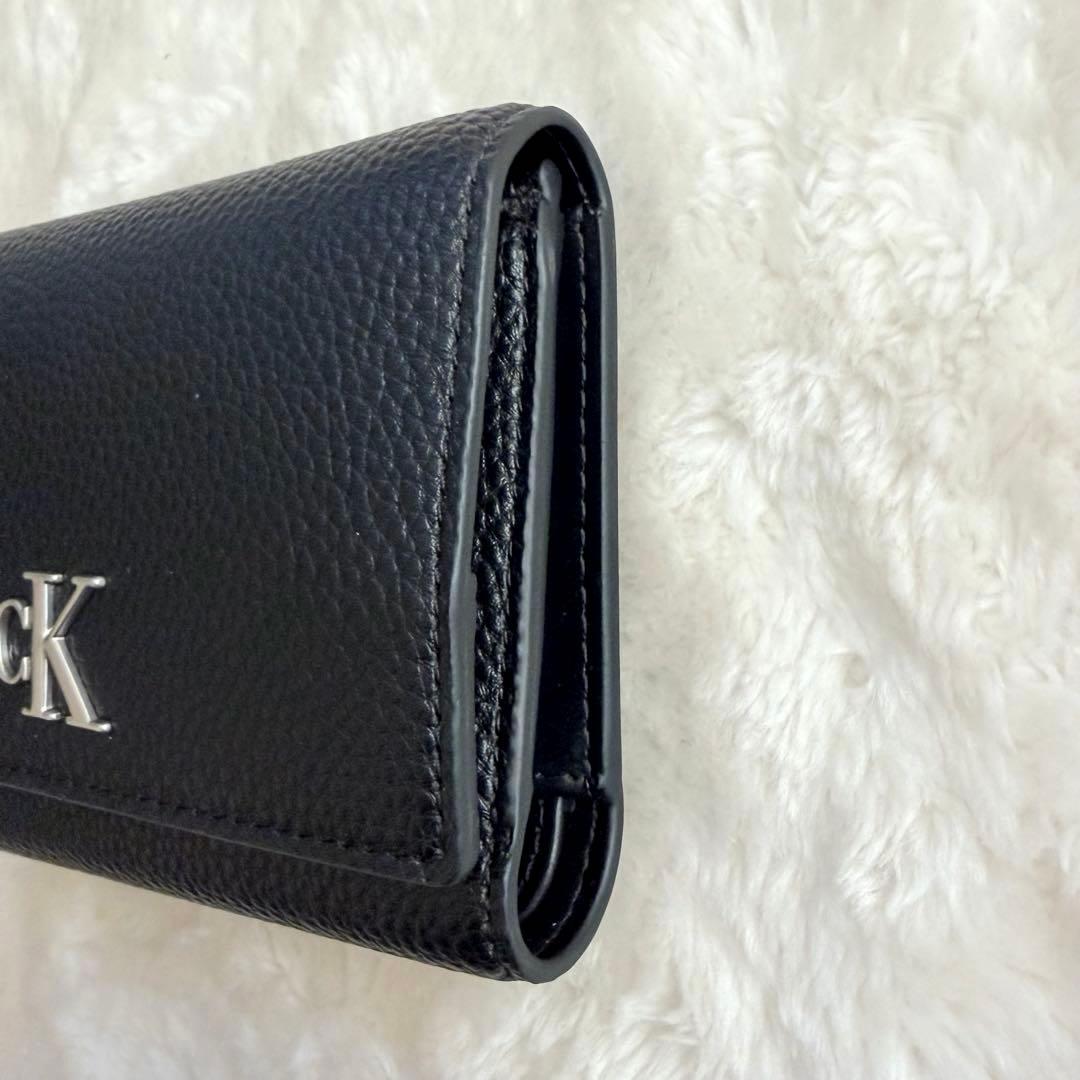 海外限定✨タグ付き未使用 カルバンクライン CKメタルロゴ 三つ折り財布 シボ調