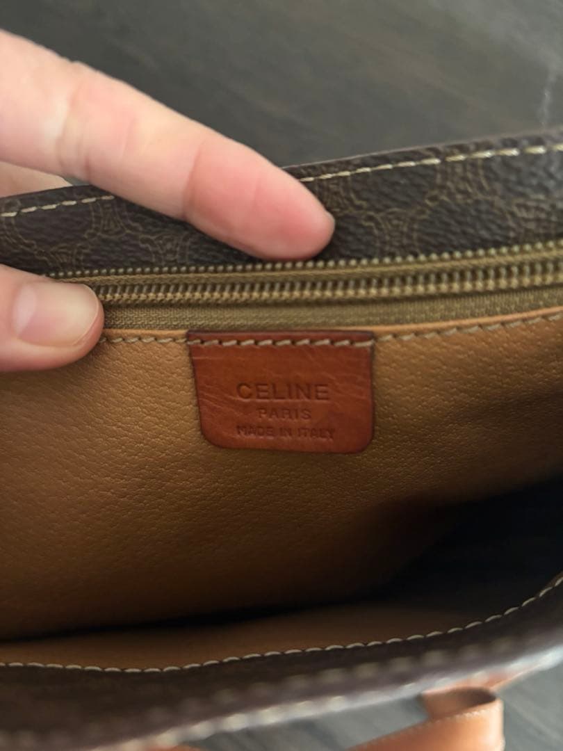 【美品】セリーヌ　トートバッグ　バケツ型　マカダム　トリオンフ　PVC　レザー