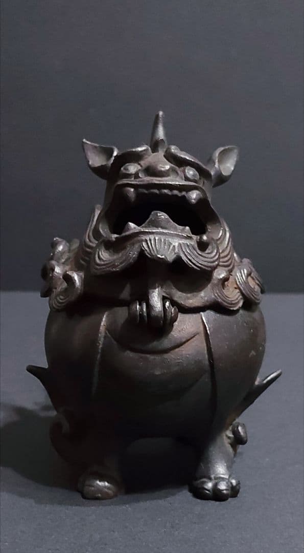 唐銅 豆獅子香炉 香道具 茶道具 工芸品 銅器 古美術 清課堂 骨董 レトロ