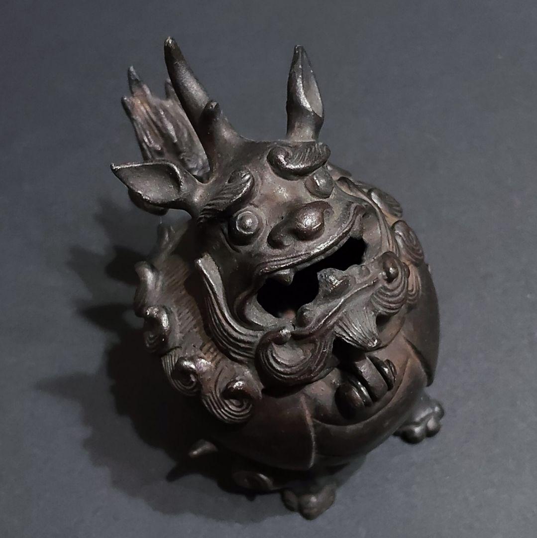 唐銅 豆獅子香炉 香道具 茶道具 工芸品 銅器 古美術 清課堂 骨董 レトロ