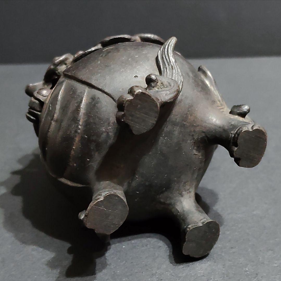 唐銅 豆獅子香炉 香道具 茶道具 工芸品 銅器 古美術 清課堂 骨董 レトロ