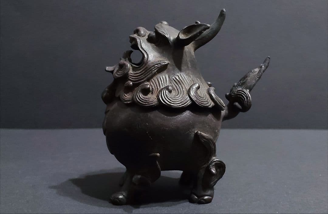 唐銅 豆獅子香炉 香道具 茶道具 工芸品 銅器 古美術 清課堂 骨董 レトロ