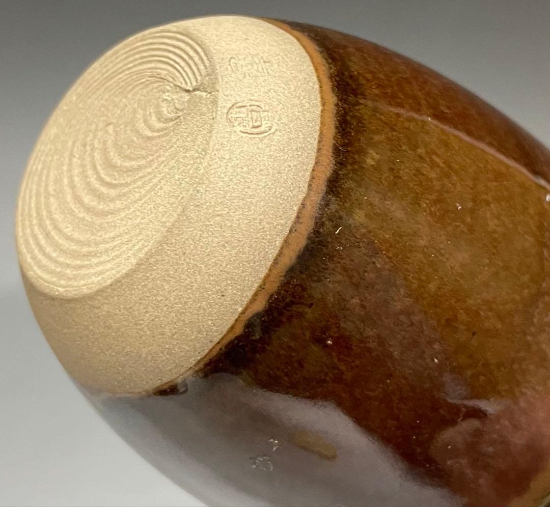 高取喜恵　肩衝茶入　高取焼　四方桟共箱　栞　yy14