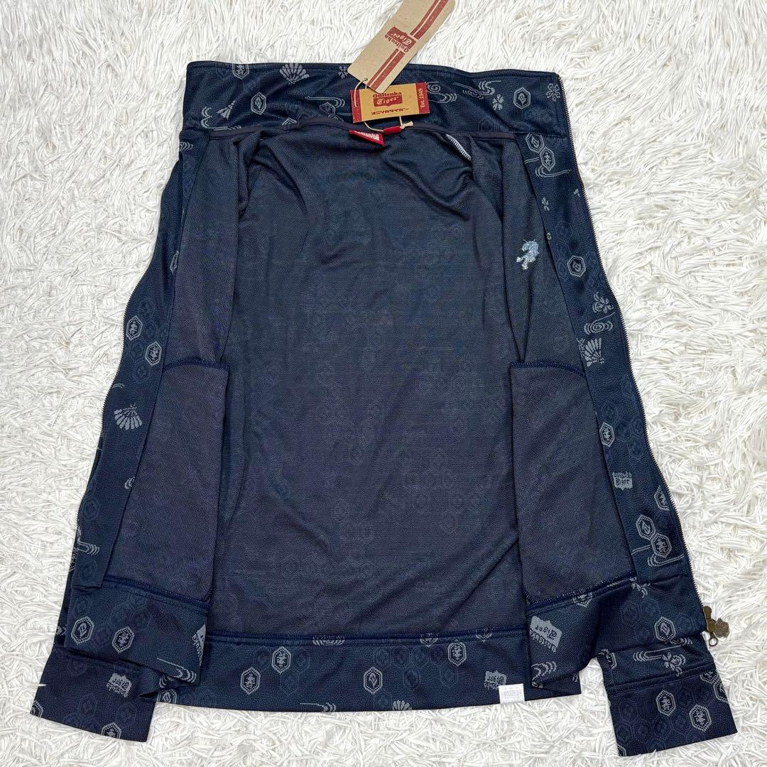 未使用✨オニツカタイガー 和柄トラックトップ L ジャージ 刺繍ロゴ ネイビー