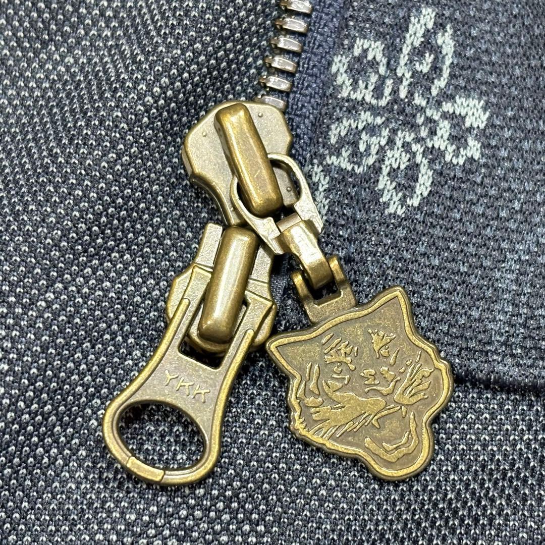 未使用✨オニツカタイガー 和柄トラックトップ L ジャージ 刺繍ロゴ ネイビー