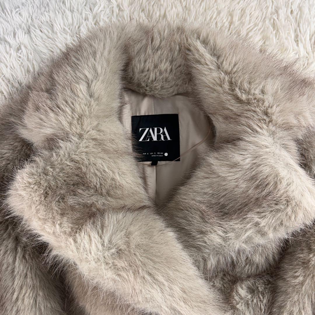 ZARA ZW COLLECTIONフェイクファージャケット　モールグレー　S